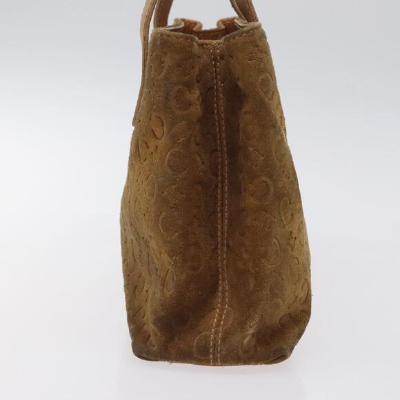 CELINE Macadam Canvas Hand Bag Suede Brown Gold - Picture 5 of 12